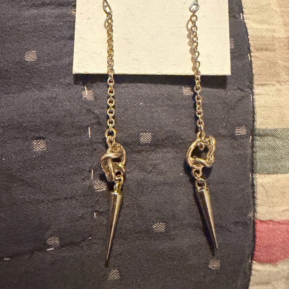 Gold Chain Love Knot Drop Earrings